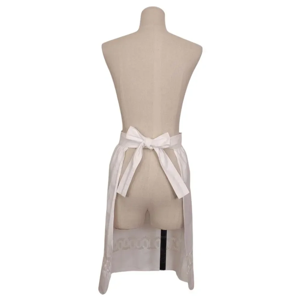 Belgian Battenburg Lace Cotton Half Apron White